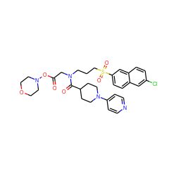 O=C(CN(CCCS(=O)(=O)c1ccc2cc(Cl)ccc2c1)C(=O)C1CCN(c2ccncc2)CC1)ON1CCOCC1 ZINC000034689267