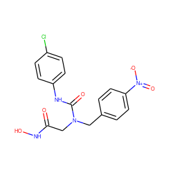 O=C(CN(Cc1ccc([N+](=O)[O-])cc1)C(=O)Nc1ccc(Cl)cc1)NO ZINC000013808315