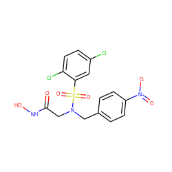 O=C(CN(Cc1ccc([N+](=O)[O-])cc1)S(=O)(=O)c1cc(Cl)ccc1Cl)NO ZINC000013808281