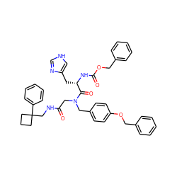 O=C(CN(Cc1ccc(OCc2ccccc2)cc1)C(=O)[C@H](Cc1c[nH]cn1)NC(=O)OCc1ccccc1)NCC1(c2ccccc2)CCC1 ZINC000003937452