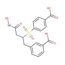 O=C(CN(Cc1cccc(C(=O)O)c1)S(=O)(=O)c1ccc(C(=O)O)cc1)NO ZINC001772604195