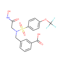 O=C(CN(Cc1cccc(C(=O)O)c1)S(=O)(=O)c1ccc(OC(F)(F)F)cc1)NO ZINC001772604431