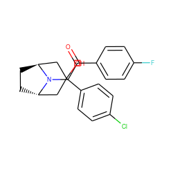 O=C(CN1[C@H]2CC[C@H]1CC(O)(c1ccc(Cl)cc1)C2)c1ccc(F)cc1 ZINC000101023310