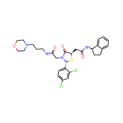 O=C(CN1C(=O)[C@@H](CC(=O)N[C@@H]2CCc3ccccc32)S[C@@H]1c1ccc(Cl)cc1Cl)NCCCN1CCOCC1 ZINC000029390829