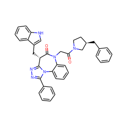 O=C(CN1C(=O)[C@@H](Cc2c[nH]c3ccccc23)c2nnc(-c3ccccc3)n2-c2ccccc21)N1CC[C@@H](Cc2ccccc2)C1 ZINC000084634954