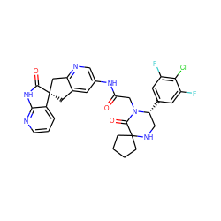 O=C(CN1C(=O)C2(CCCC2)NC[C@H]1c1cc(F)c(Cl)c(F)c1)Nc1cnc2c(c1)C[C@@]1(C2)C(=O)Nc2ncccc21 ZINC000084728489