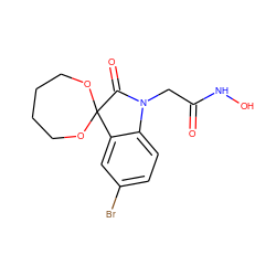 O=C(CN1C(=O)C2(OCCCCO2)c2cc(Br)ccc21)NO ZINC000096258361