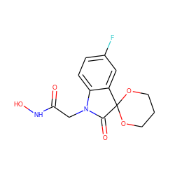 O=C(CN1C(=O)C2(OCCCO2)c2cc(F)ccc21)NO ZINC000096258367