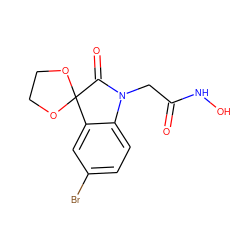 O=C(CN1C(=O)C2(OCCO2)c2cc(Br)ccc21)NO ZINC000004062815