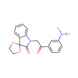 O=C(CN1C(=O)C2(OCCO2)c2ccccc21)c1cccc([N+](=O)[O-])c1 ZINC001772640166