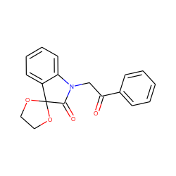 O=C(CN1C(=O)C2(OCCO2)c2ccccc21)c1ccccc1 ZINC000000062111