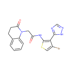 O=C(CN1C(=O)CCc2ccccc21)Nc1scc(Br)c1-c1ncn[nH]1 ZINC000066167134