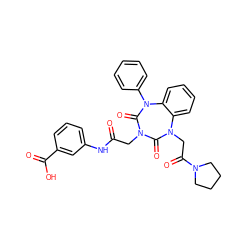 O=C(CN1C(=O)N(CC(=O)N2CCCC2)c2ccccc2N(c2ccccc2)C1=O)Nc1cccc(C(=O)O)c1 ZINC000029061804