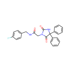 O=C(CN1C(=O)NC(c2ccccc2)(c2ccccc2)C1=O)NCc1ccc(F)cc1 ZINC000002640771