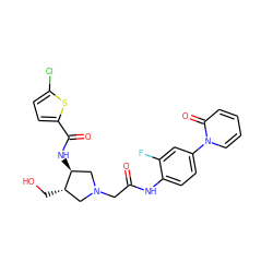 O=C(CN1C[C@H](CO)[C@@H](NC(=O)c2ccc(Cl)s2)C1)Nc1ccc(-n2ccccc2=O)cc1F ZINC000052566066