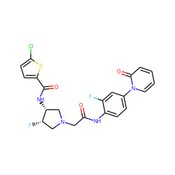 O=C(CN1C[C@H](F)[C@H](NC(=O)c2ccc(Cl)s2)C1)Nc1ccc(-n2ccccc2=O)cc1F ZINC000058593487