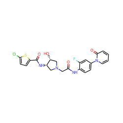 O=C(CN1C[C@H](NC(=O)c2ccc(Cl)s2)[C@H](O)C1)Nc1ccc(-n2ccccc2=O)cc1F ZINC000043067896