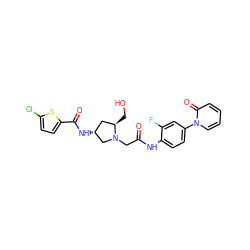 O=C(CN1C[C@H](NC(=O)c2ccc(Cl)s2)C[C@H]1CO)Nc1ccc(-n2ccccc2=O)cc1F ZINC000038994596