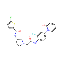 O=C(CN1CC[C@H](NC(=O)c2ccc(Cl)s2)C1)Nc1ccc(-n2ccccc2=O)cc1F ZINC000043019460