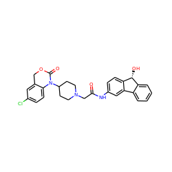 O=C(CN1CCC(N2C(=O)OCc3cc(Cl)ccc32)CC1)Nc1ccc2c(c1)-c1ccccc1[C@H]2O ZINC000013612809