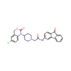 O=C(CN1CCC(N2C(=O)OCc3cc(Cl)ccc32)CC1)Nc1ccc2c(c1)-c1ccccc1C2=O ZINC000013612743