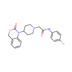 O=C(CN1CCC(N2C(=O)OCc3ccccc32)CC1)Nc1ccc(Cl)cc1 ZINC000013612713