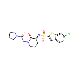 O=C(CN1CCC[C@H](NS(=O)(=O)c2cc3ccc(Cl)cc3s2)C1=O)N1CCCC1 ZINC000036412273