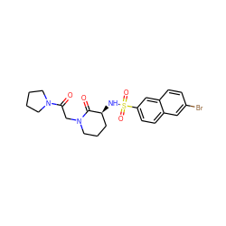 O=C(CN1CCC[C@H](NS(=O)(=O)c2ccc3cc(Br)ccc3c2)C1=O)N1CCCC1 ZINC000038912459