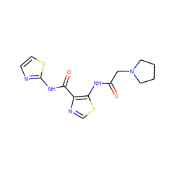 O=C(CN1CCCC1)Nc1scnc1C(=O)Nc1nccs1 ZINC000028123137