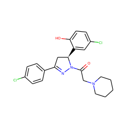 O=C(CN1CCCCC1)N1N=C(c2ccc(Cl)cc2)C[C@H]1c1cc(Cl)ccc1O ZINC000299867652