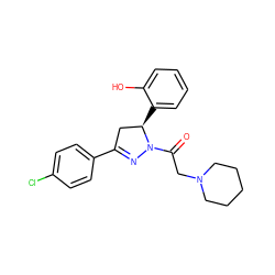 O=C(CN1CCCCC1)N1N=C(c2ccc(Cl)cc2)C[C@H]1c1ccccc1O ZINC000299864623