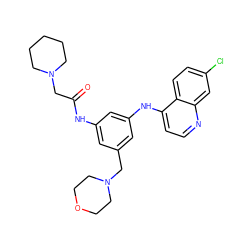 O=C(CN1CCCCC1)Nc1cc(CN2CCOCC2)cc(Nc2ccnc3cc(Cl)ccc23)c1 ZINC000001494104