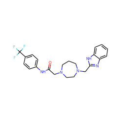 O=C(CN1CCCN(Cc2nc3ccccc3[nH]2)CC1)Nc1ccc(C(F)(F)F)cc1 ZINC000049113153