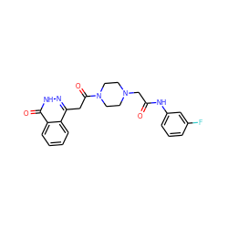 O=C(CN1CCN(C(=O)Cc2n[nH]c(=O)c3ccccc23)CC1)Nc1cccc(F)c1 ZINC000035362652