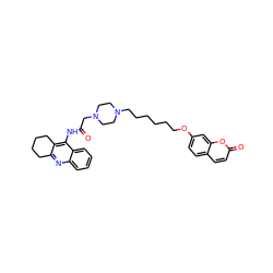 O=C(CN1CCN(CCCCCCOc2ccc3ccc(=O)oc3c2)CC1)Nc1c2c(nc3ccccc13)CCCC2 ZINC000096271834