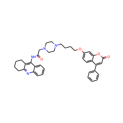 O=C(CN1CCN(CCCCOc2ccc3c(-c4ccccc4)cc(=O)oc3c2)CC1)Nc1c2c(nc3ccccc13)CCCC2 ZINC000096271829