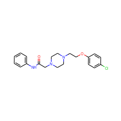 O=C(CN1CCN(CCOc2ccc(Cl)cc2)CC1)Nc1ccccc1 ZINC000022822910