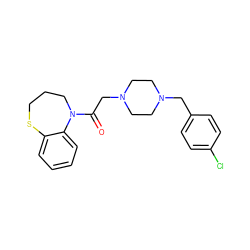 O=C(CN1CCN(Cc2ccc(Cl)cc2)CC1)N1CCCSc2ccccc21 ZINC000022941354