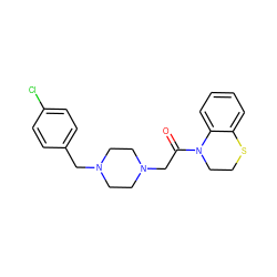 O=C(CN1CCN(Cc2ccc(Cl)cc2)CC1)N1CCSc2ccccc21 ZINC000096438006