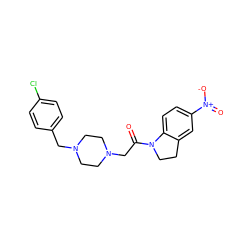 O=C(CN1CCN(Cc2ccc(Cl)cc2)CC1)N1CCc2cc([N+](=O)[O-])ccc21 ZINC000013860066