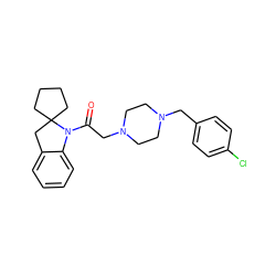 O=C(CN1CCN(Cc2ccc(Cl)cc2)CC1)N1c2ccccc2CC12CCCC2 ZINC000022941296