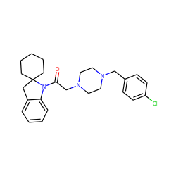 O=C(CN1CCN(Cc2ccc(Cl)cc2)CC1)N1c2ccccc2CC12CCCCC2 ZINC000022941300