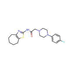 O=C(CN1CCN(c2ccc(F)cc2)CC1)Nc1nc2c(s1)CCCCC2 ZINC000096258514