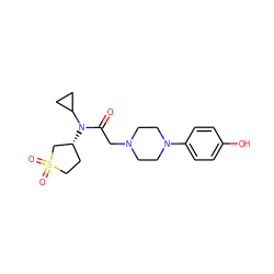 O=C(CN1CCN(c2ccc(O)cc2)CC1)N(C1CC1)[C@@H]1CCS(=O)(=O)C1 ZINC000008193915