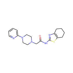 O=C(CN1CCN(c2ccccn2)CC1)Nc1nc2c(s1)CCCC2 ZINC000051226270