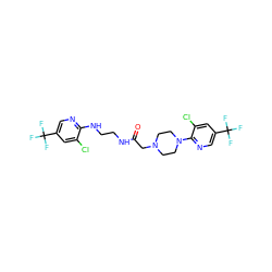 O=C(CN1CCN(c2ncc(C(F)(F)F)cc2Cl)CC1)NCCNc1ncc(C(F)(F)F)cc1Cl ZINC000008681037