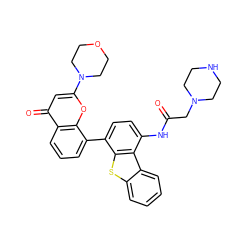 O=C(CN1CCNCC1)Nc1ccc(-c2cccc3c(=O)cc(N4CCOCC4)oc23)c2sc3ccccc3c12 ZINC000101696572