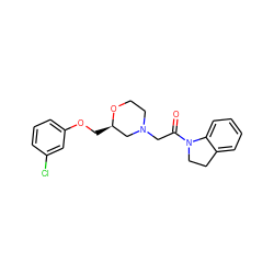 O=C(CN1CCO[C@H](COc2cccc(Cl)c2)C1)N1CCc2ccccc21 ZINC000150192712