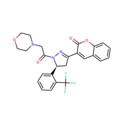 O=C(CN1CCOCC1)N1N=C(c2cc3ccccc3oc2=O)C[C@H]1c1ccccc1C(F)(F)F ZINC000653722769