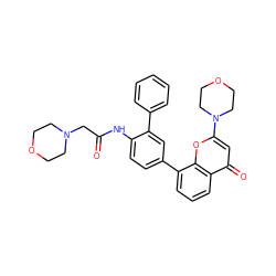 O=C(CN1CCOCC1)Nc1ccc(-c2cccc3c(=O)cc(N4CCOCC4)oc23)cc1-c1ccccc1 ZINC000101394054